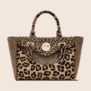 Leopard Print Calf Hair Satchel Handbag